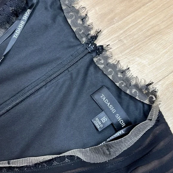 Tadashi Shoji Lace Pintuck Long Sleeve Midi Cocktail Dress, Size 16 1347 - Picture 8 of 14